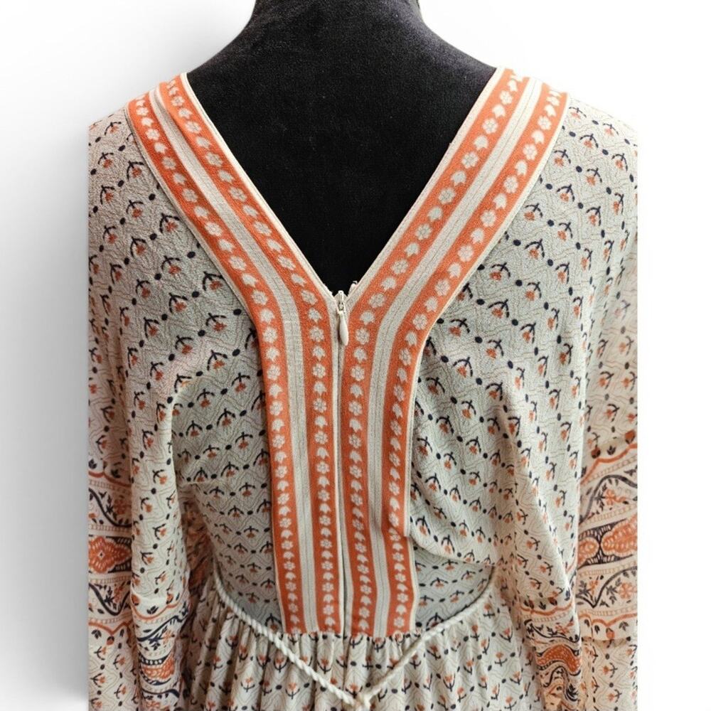 Ulla Johnson Silk Chiffon Floral Peach V-Neck Bohemian Maxi Dress Size 2 - Picture 5 of 8